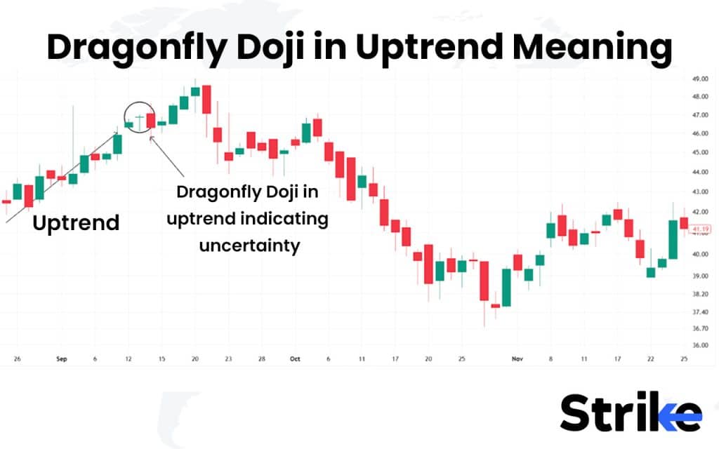 Dragonfly Doji in Uptrend Meaning
