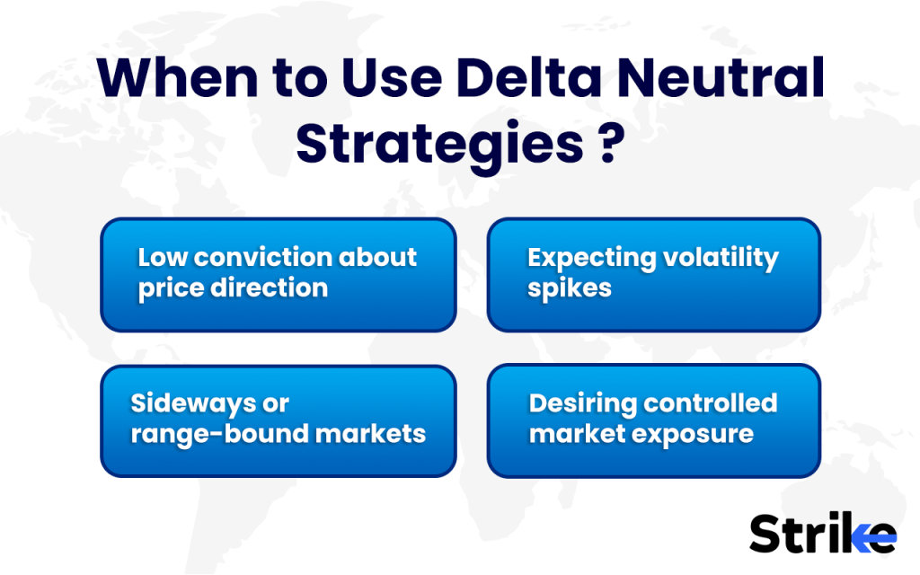 Delta Neutral Strategy: Overview, Construction, Examples, Trading, P&L 78 When to Use Delta Neutral Strategies