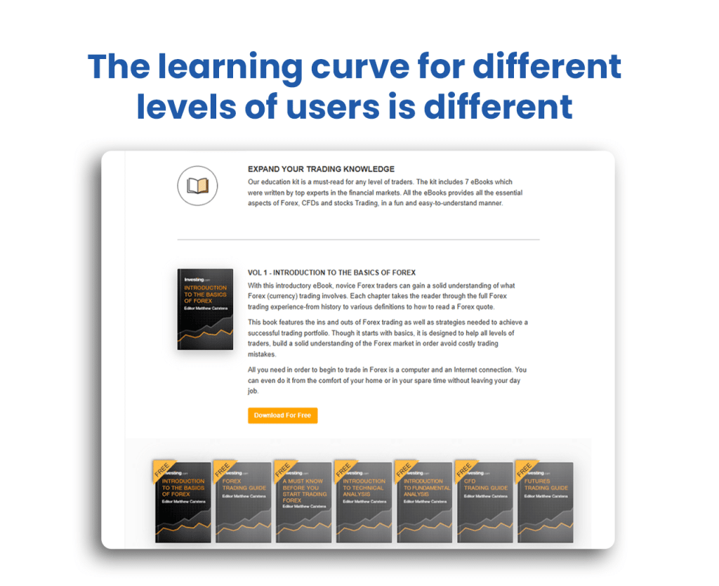 Investing.com Review (Data-Backed) 2026: Features, Pros vs Cons, Pricing, Reviews, Is It Worth It? 88 The learning curve for different levels of users is different