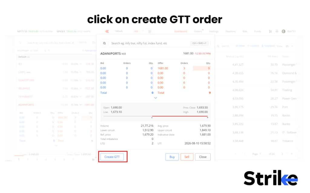 GTT Order (Good Till Triggered): How It Works, Types, Broker Rules & Charges, Limits 51 click on create GTT order